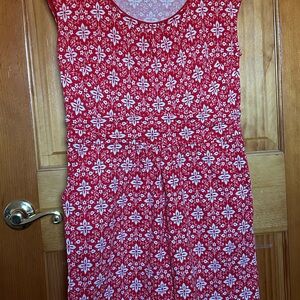 Boden Red and White Sleeveless Sundress with Scoop Neck